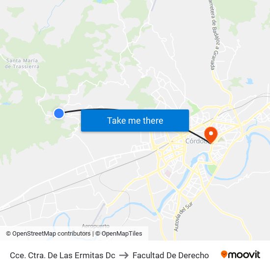 Cce. Ctra. De Las Ermitas Dc to Facultad De Derecho map
