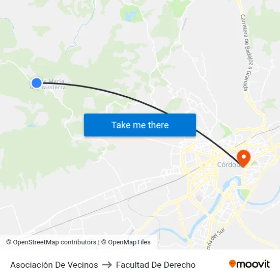 Asociación De Vecinos to Facultad De Derecho map