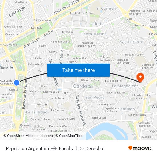 República Argentina to Facultad De Derecho map