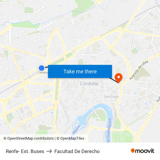 Renfe- Est. Buses to Facultad De Derecho map