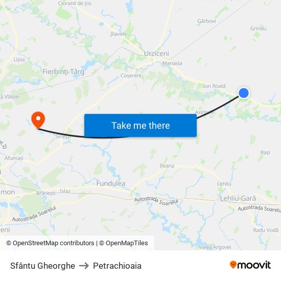 Sfântu Gheorghe to Petrachioaia map