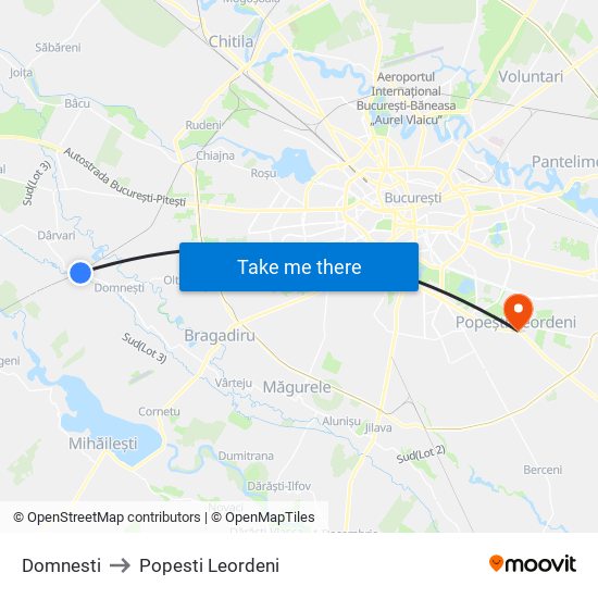 Domnesti to Popesti Leordeni map