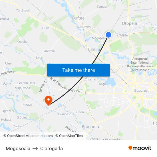 Mogosoaia to Ciorogarla map