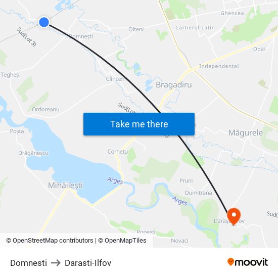 Domnesti to Darasti-Ilfov map