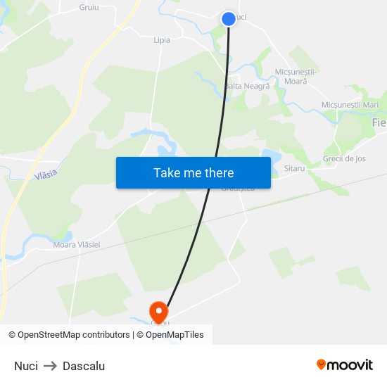 Nuci to Dascalu map