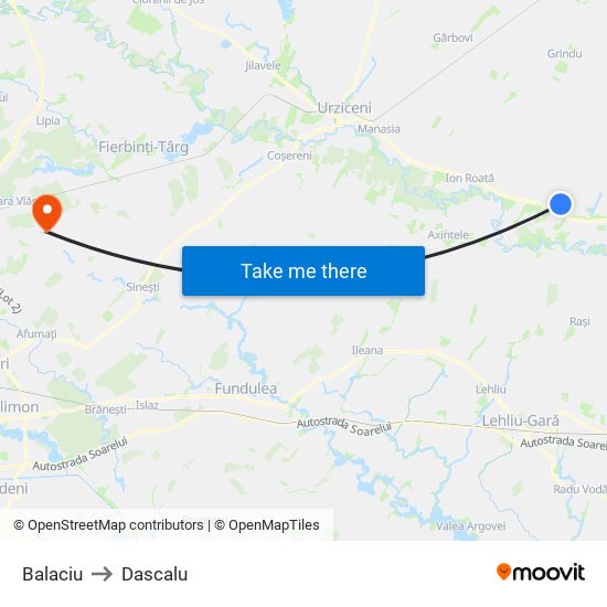 Balaciu to Dascalu map