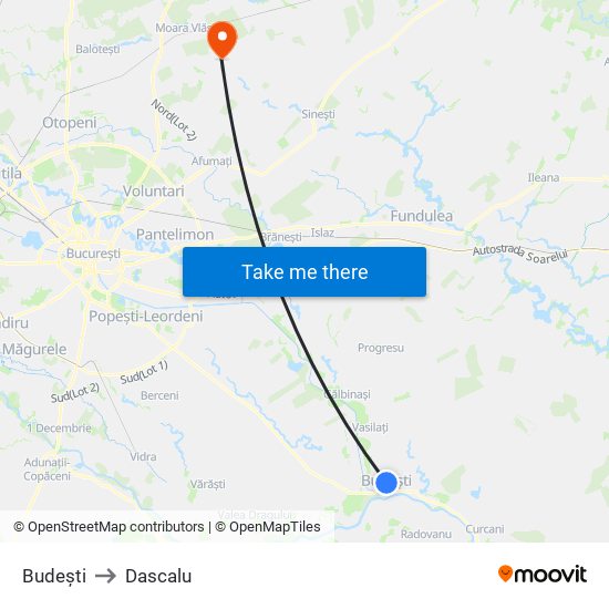 Budești to Dascalu map