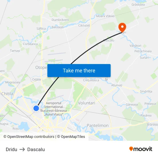 Dridu to Dascalu map