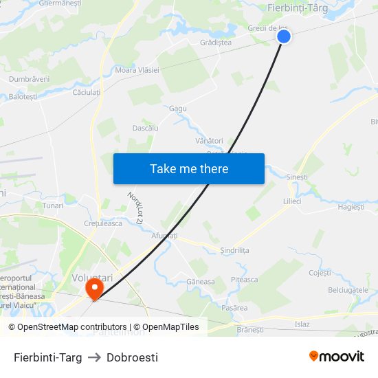 Fierbinti-Targ to Dobroesti map