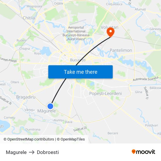 Magurele to Dobroesti map