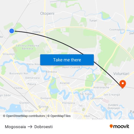 Mogosoaia to Dobroesti map