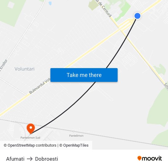 Afumati to Dobroesti map