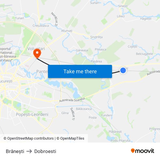 Brănești to Dobroesti map