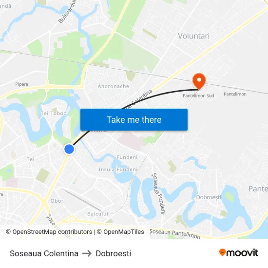 Soseaua Colentina to Dobroesti map