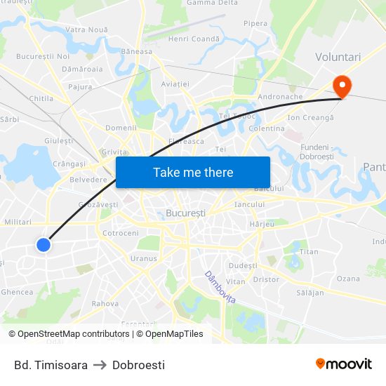 Bd. Timisoara to Dobroesti map