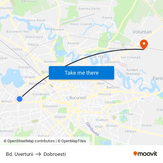 Bd. Uverturii to Dobroesti map