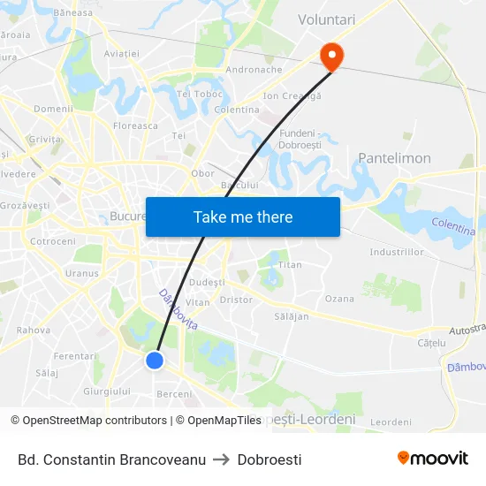 Bd. Constantin Brancoveanu to Dobroesti map