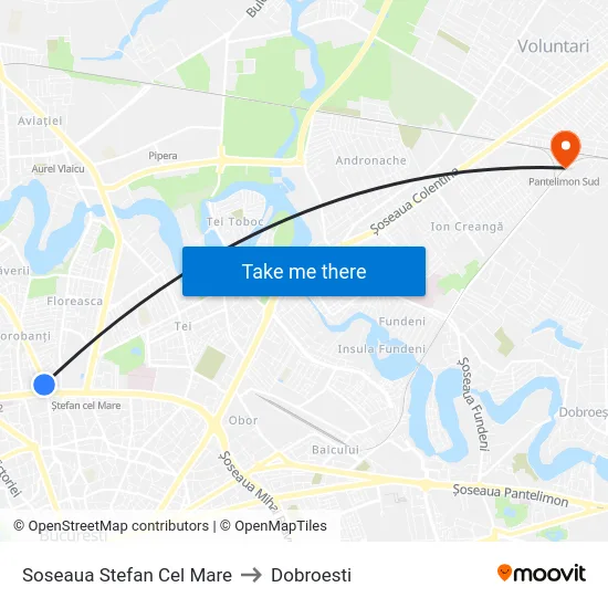 Soseaua Stefan Cel Mare to Dobroesti map