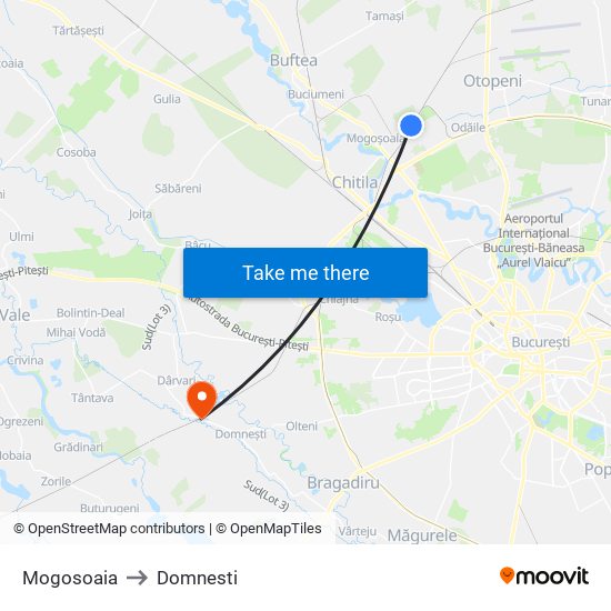 Mogosoaia to Domnesti map