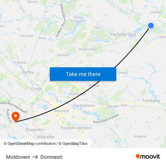 Moldoveni to Domnesti map