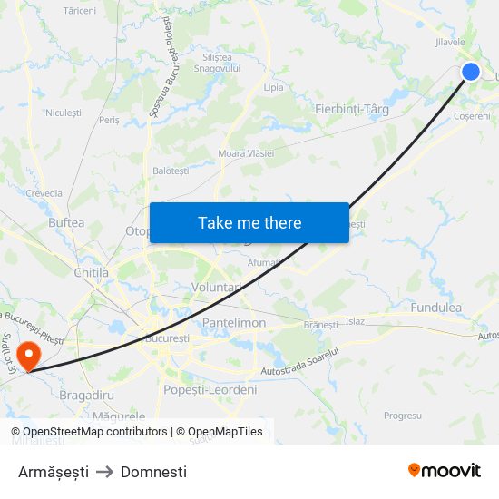 Armășești to Domnesti map