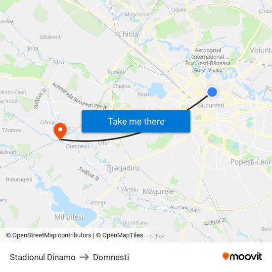 Stadionul Dinamo to Domnesti map