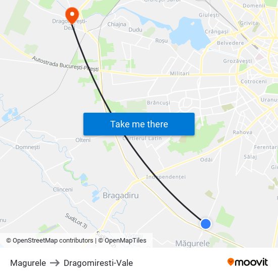 Magurele to Dragomiresti-Vale map