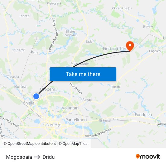 Mogosoaia to Dridu map