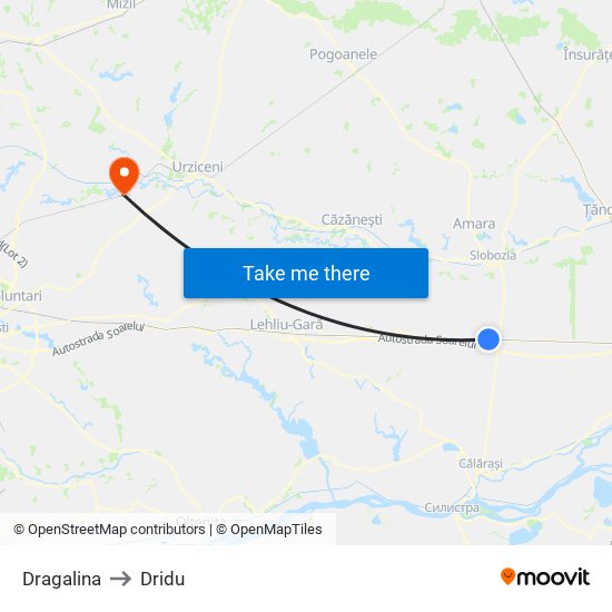 Dragalina to Dridu map