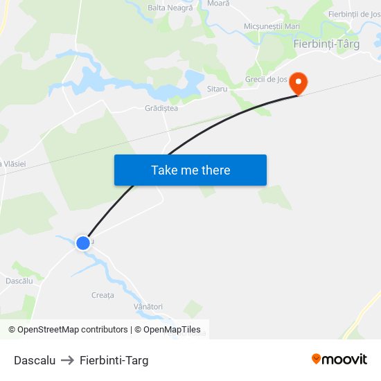 Dascalu to Fierbinti-Targ map