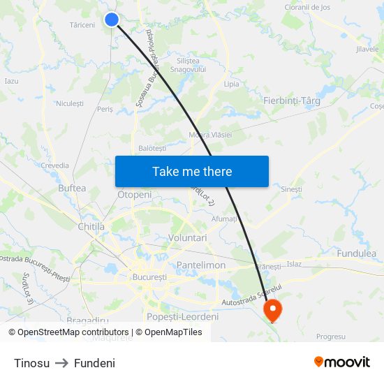 Tinosu to Fundeni map