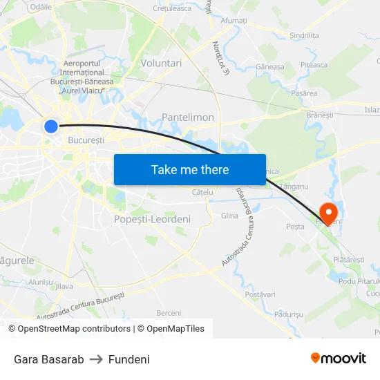 Gara Basarab to Fundeni map