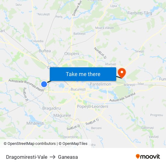 Dragomiresti-Vale to Ganeasa map