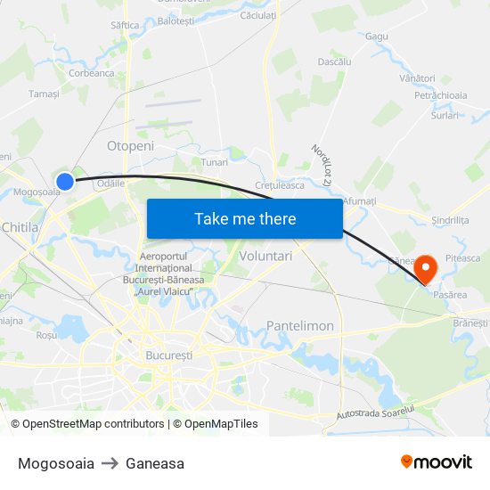 Mogosoaia to Ganeasa map