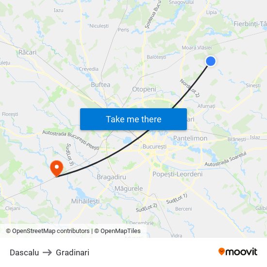 Dascalu to Gradinari map