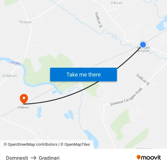 Domnesti to Gradinari map
