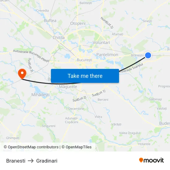 Branesti to Gradinari map