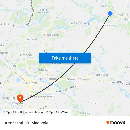 Armășești to Magurele map