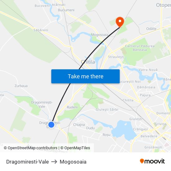 Dragomiresti-Vale to Mogosoaia map