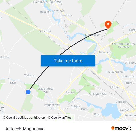 Joita to Mogosoaia map