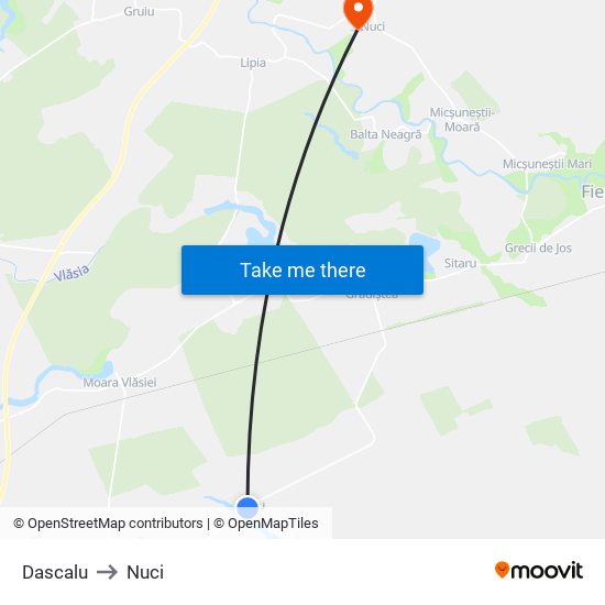 Dascalu to Nuci map
