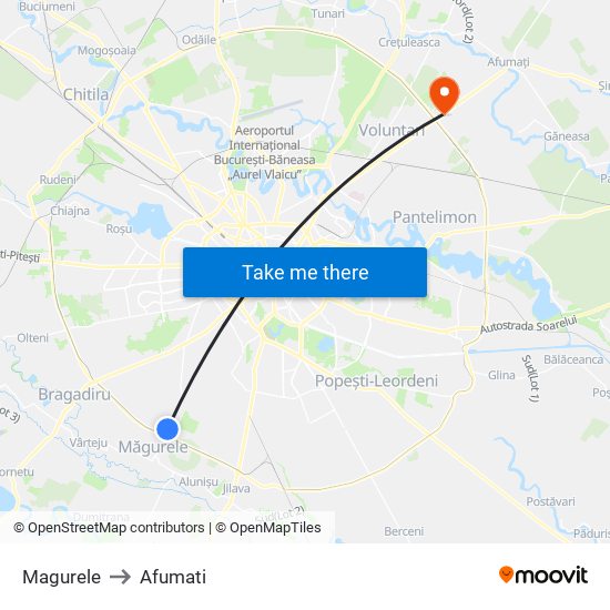 Magurele to Afumati map