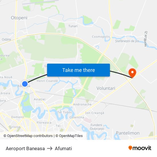 Aeroport Baneasa to Afumati map