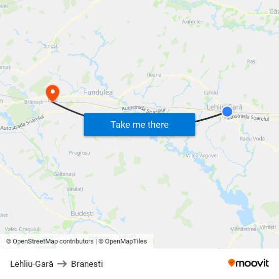 Lehliu-Gară to Branesti map