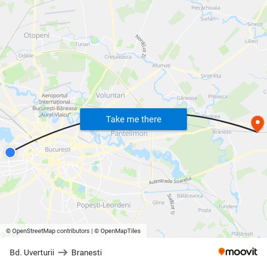 Bd. Uverturii to Branesti map