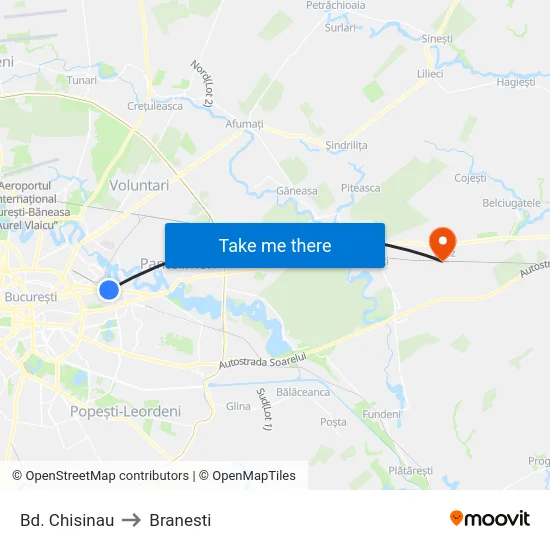 Bd. Chisinau to Branesti map