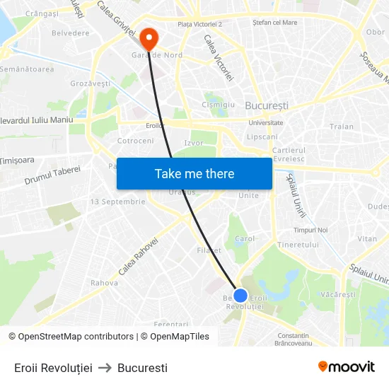 Eroii Revoluției to Bucuresti map