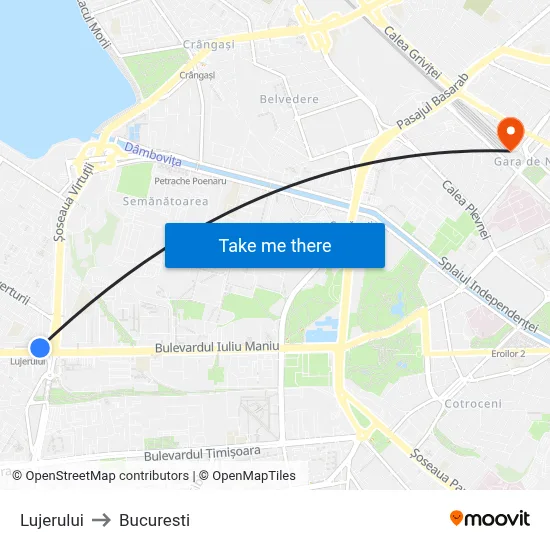 Lujerului to Bucuresti map