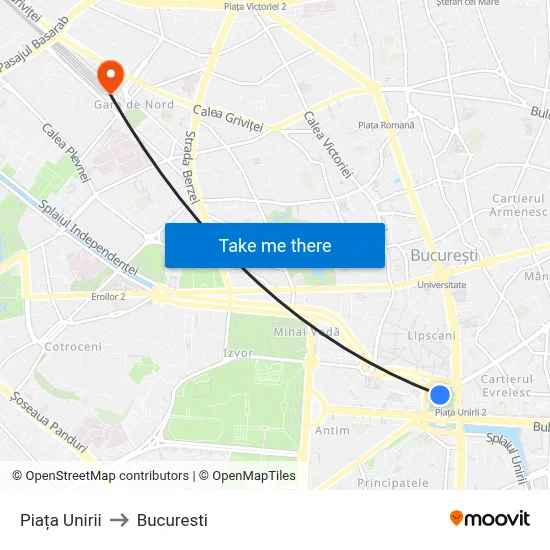 Piața Unirii to Bucuresti map