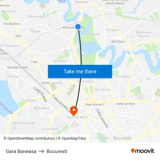 Gara Baneasa to Bucuresti map